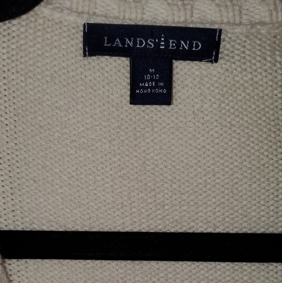 LANDS End Cotton V-neck Button Front Cardigan Sz. Medium (10-12) - Picture 2 of 4